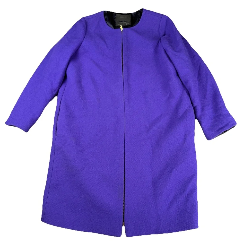 J.Crew double cloth wool overcoat 12 quiet luxury Old Money Preppy Italy Purple - Picture 1 of 9